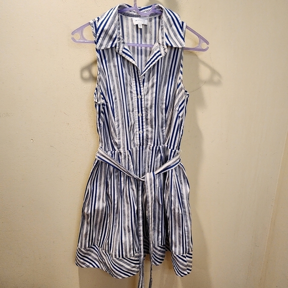 MILLY Stripes Casual half buttons dress size 8 - Picture 1 of 15